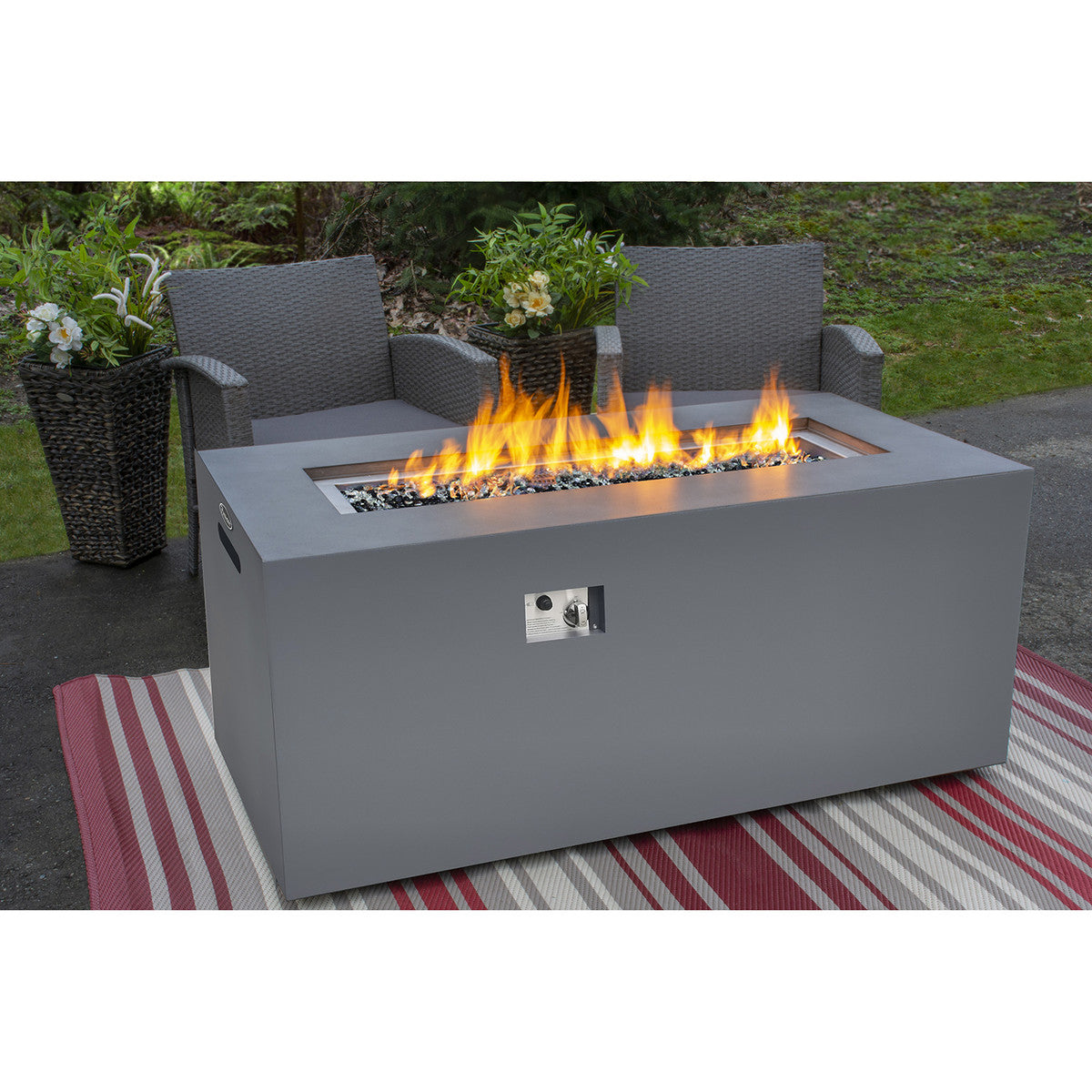 Paramount 49" Concrete Look Aluminum Fire Table, Tall Rectangle