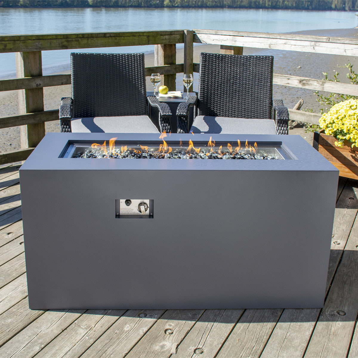 Paramount 49" Concrete Look Aluminum Fire Table, Tall Rectangle