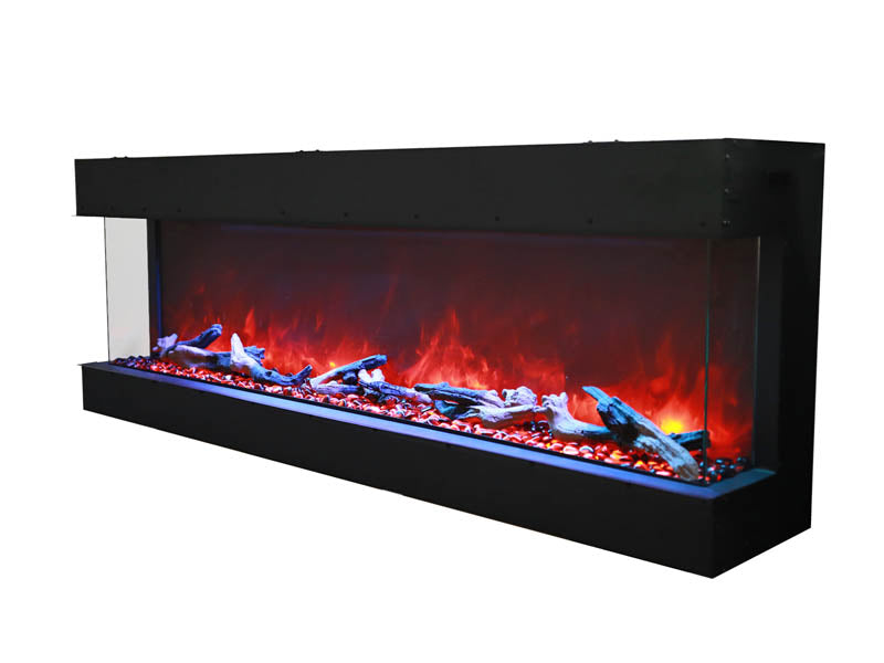 Amantii 60" 3-Sided Deep Indoor or Outdoor Electric Fireplace, with custom choice Media Kit