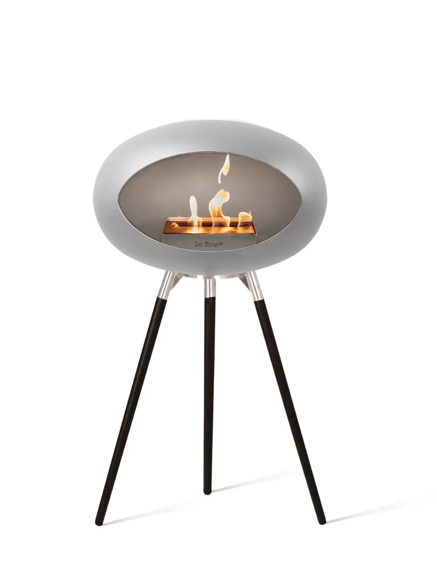 Le Feu Ground Wood High Dome Fireplace in Nickel Color