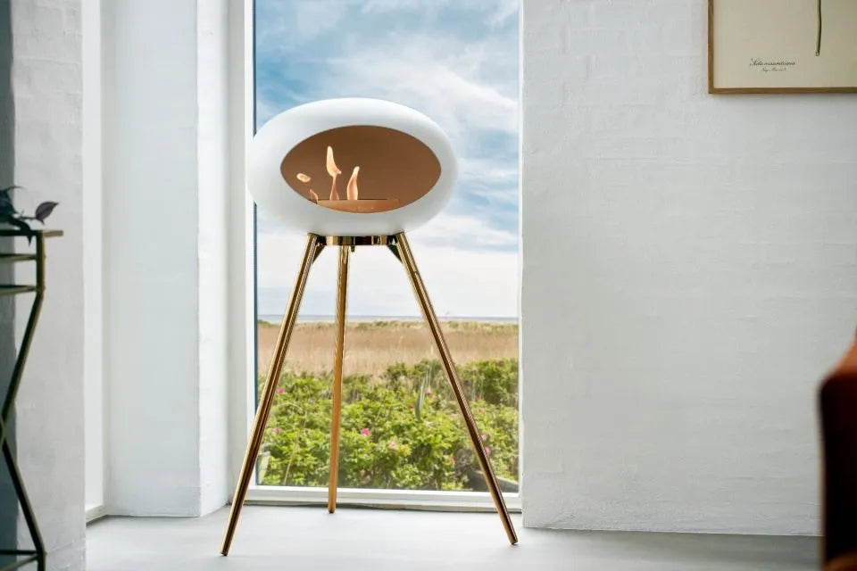 Le Feu Ground Wood High Dome Fireplace in White Color