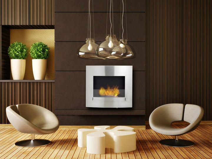 Eco-Feu 36" Wynn Wall Mount Ethanol Fireplace, 2 Color Options