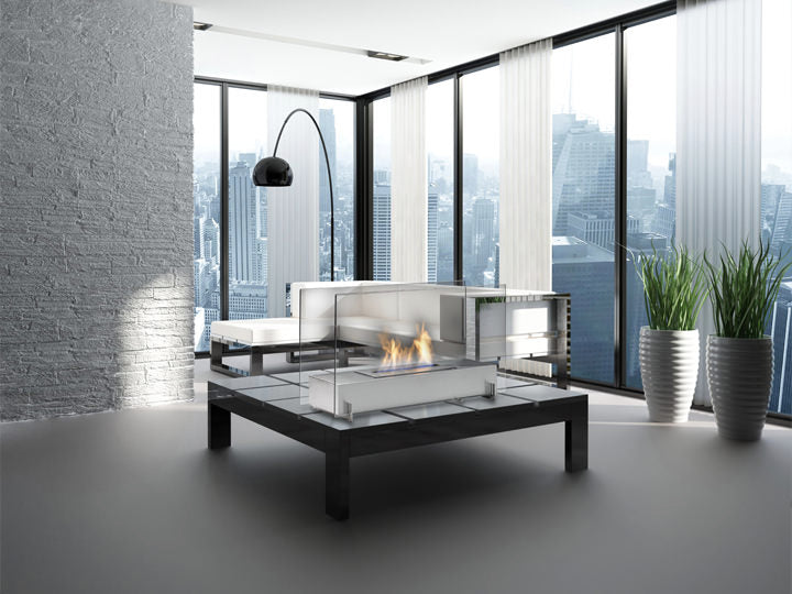 Eco-Feu 29" Vision I Free Standing Ethanol Fireplace, 2 Color Options