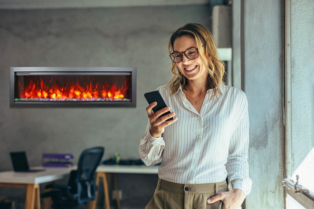 Amantii 60" Symmetry Series Bespoke Built-In Electric Fireplace, with WiFi and Sound