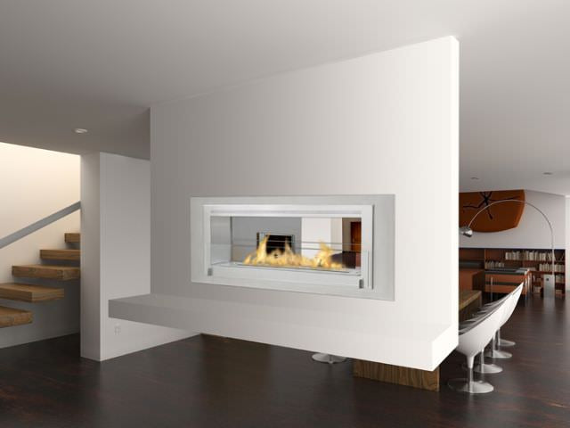 Eco-Feu 63" Santa Cruz 2-Sided Ethanol Fireplace, 3 Color Options