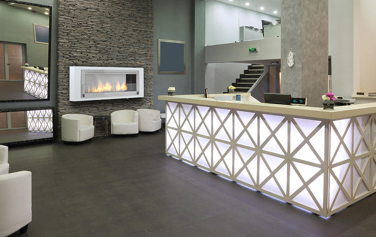 Eco-Feu 63" Santa Cruz Wall Mount Ethanol Fireplace, 2 Color Options