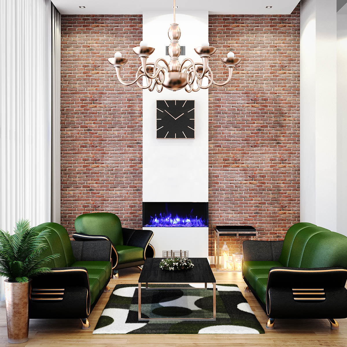 Amantii 40" 3-Sided Slim Electric Fireplace with 10 piece log set