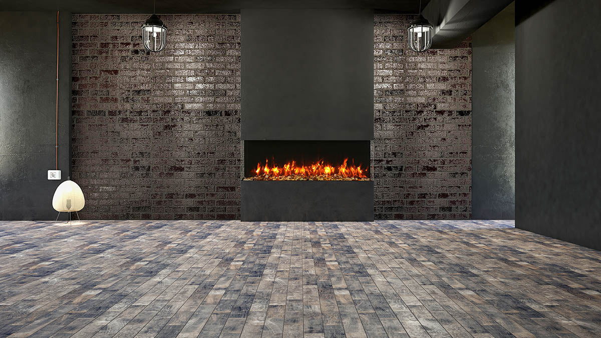 Amantii 72" 3-Sided Slim Electric Fireplace with 10 piece log set