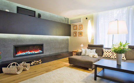 Amantii 60" Symmetry Series Tall Electric Built-In Fireplace, with log and glass