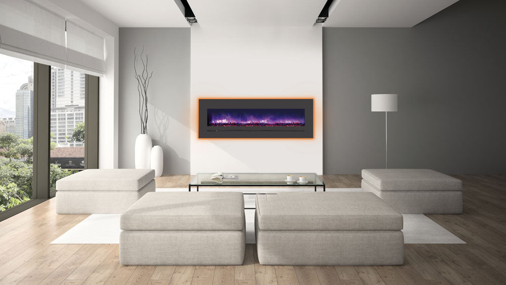 Sierra Flame 60" Linear Series Electric Wall-Mount/Built-In Fireplace