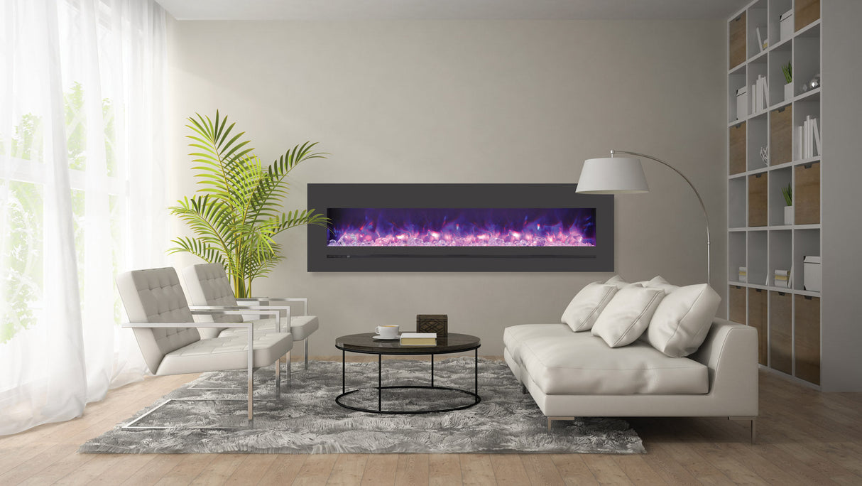 Sierra Flame 72" Linear Series Electric Wall-Mount/Built-In Fireplace
