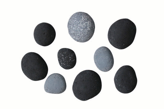 BIRCH-15 Piece Log Set with Deluxe Media - logs, stones, pebbles, blk fire glass, embers