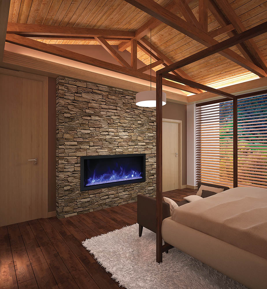 Amantii 50" 3-Sided Deep Indoor or Outdoor Electric Fireplace, with custom choice Media Kit