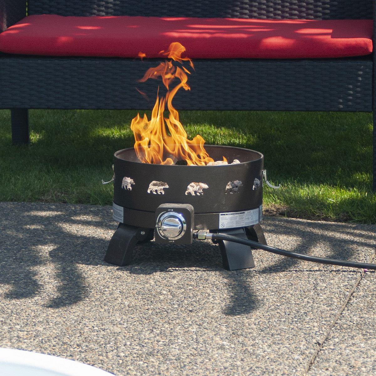 Paramount 18" Bear-Pattern Campfire Portable Gas Fire Pit, Round