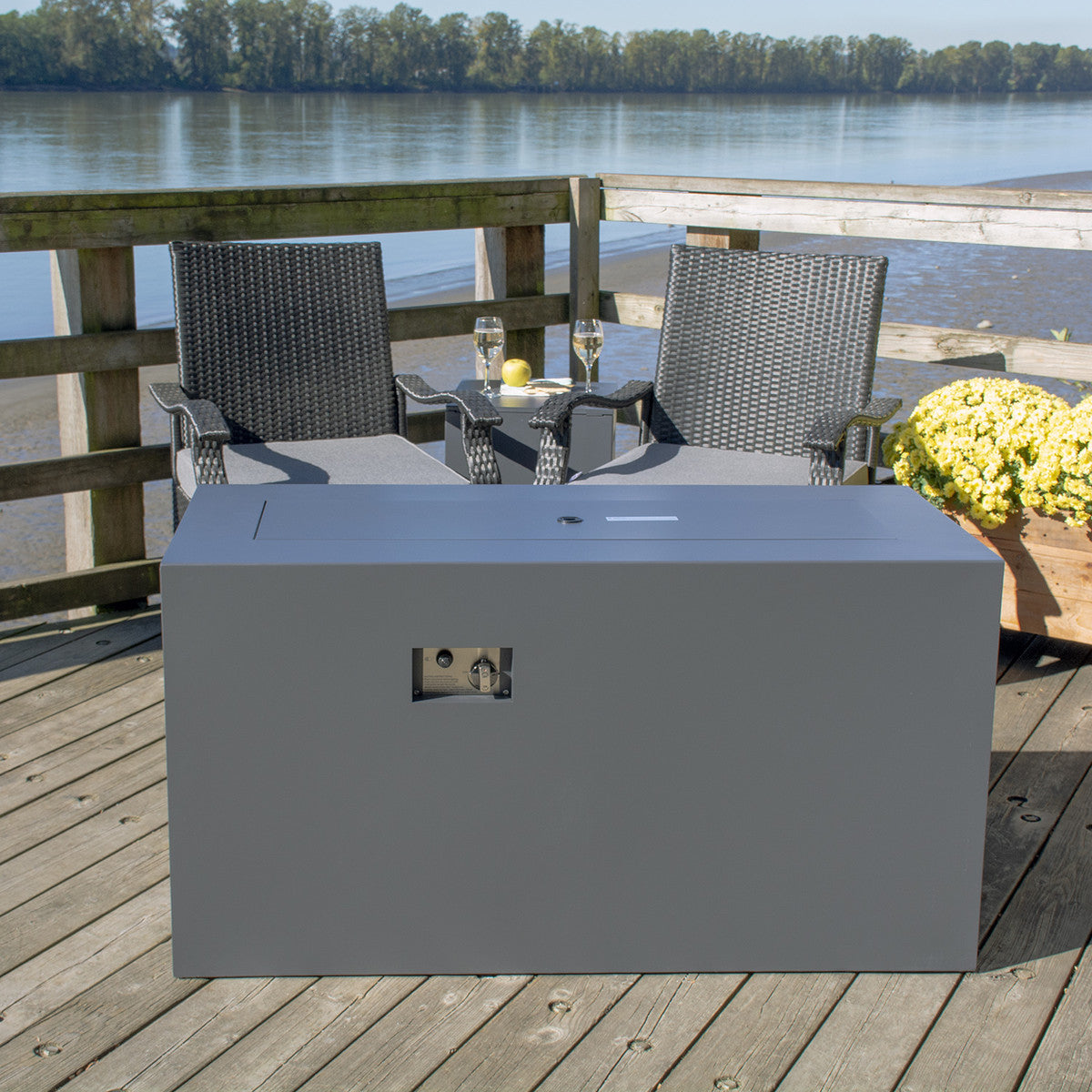 Paramount 49" Concrete Look Aluminum Fire Table, Tall Rectangle