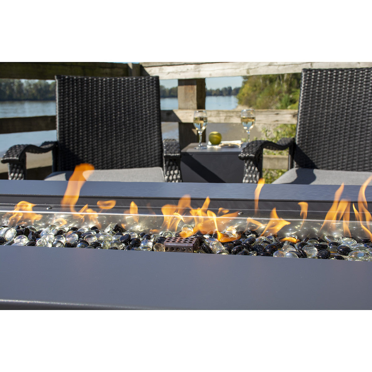 Paramount 49" Concrete Look Aluminum Fire Table, Tall Rectangle