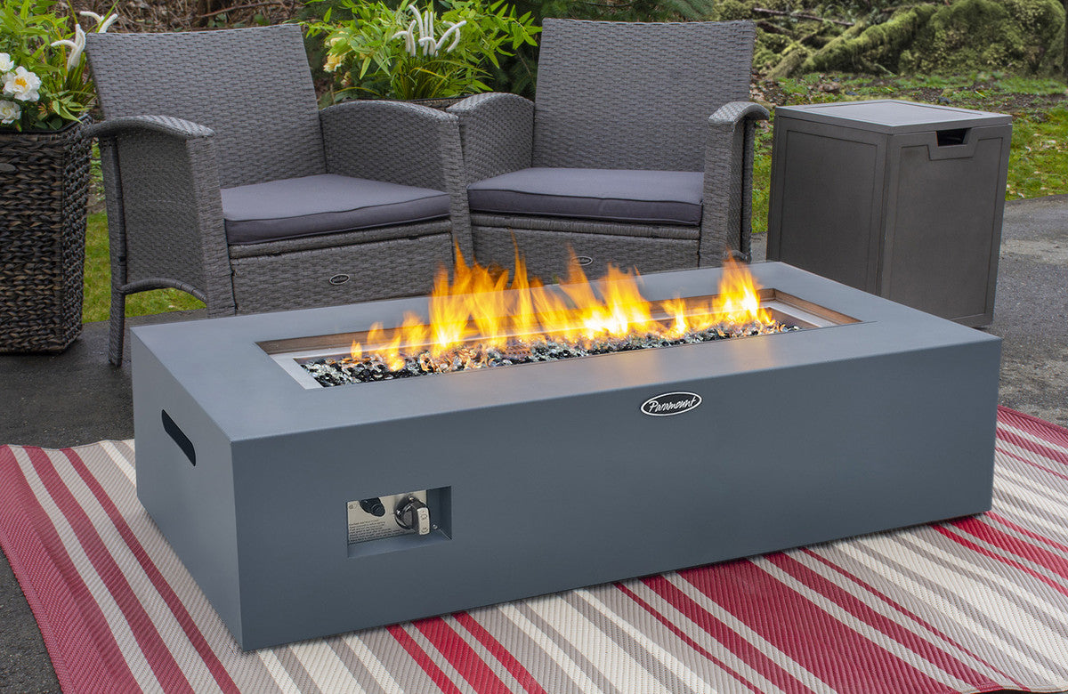Paramount 49" Concrete Look Aluminum Fire Table, Low Rectangle