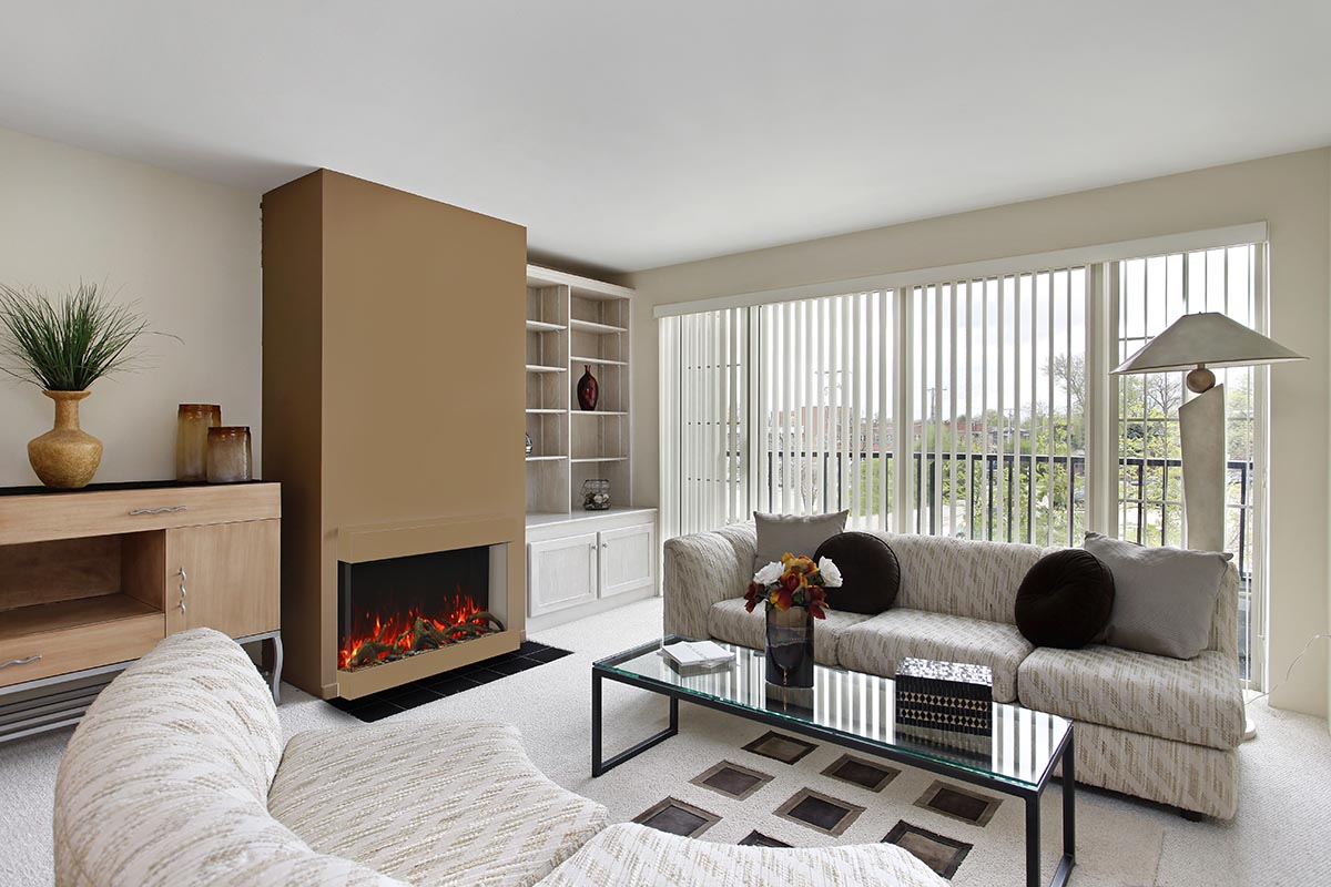 Amantii 60" 3-Sided Tall Deep Indoor or Outdoor Electric Fireplace, with custom choice Media Kit