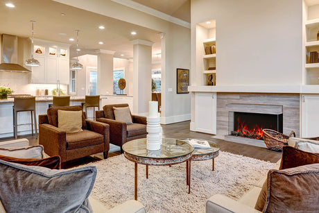 Amantii 60" 3-Sided Tall Deep Indoor or Outdoor Electric Fireplace, with custom choice Media Kit