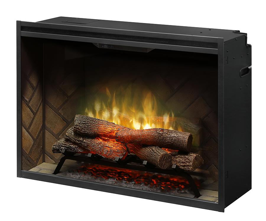 Dimplex 36" Revillusion® Built-In Electric Firebox with glass pane and plug kit, 2 Options