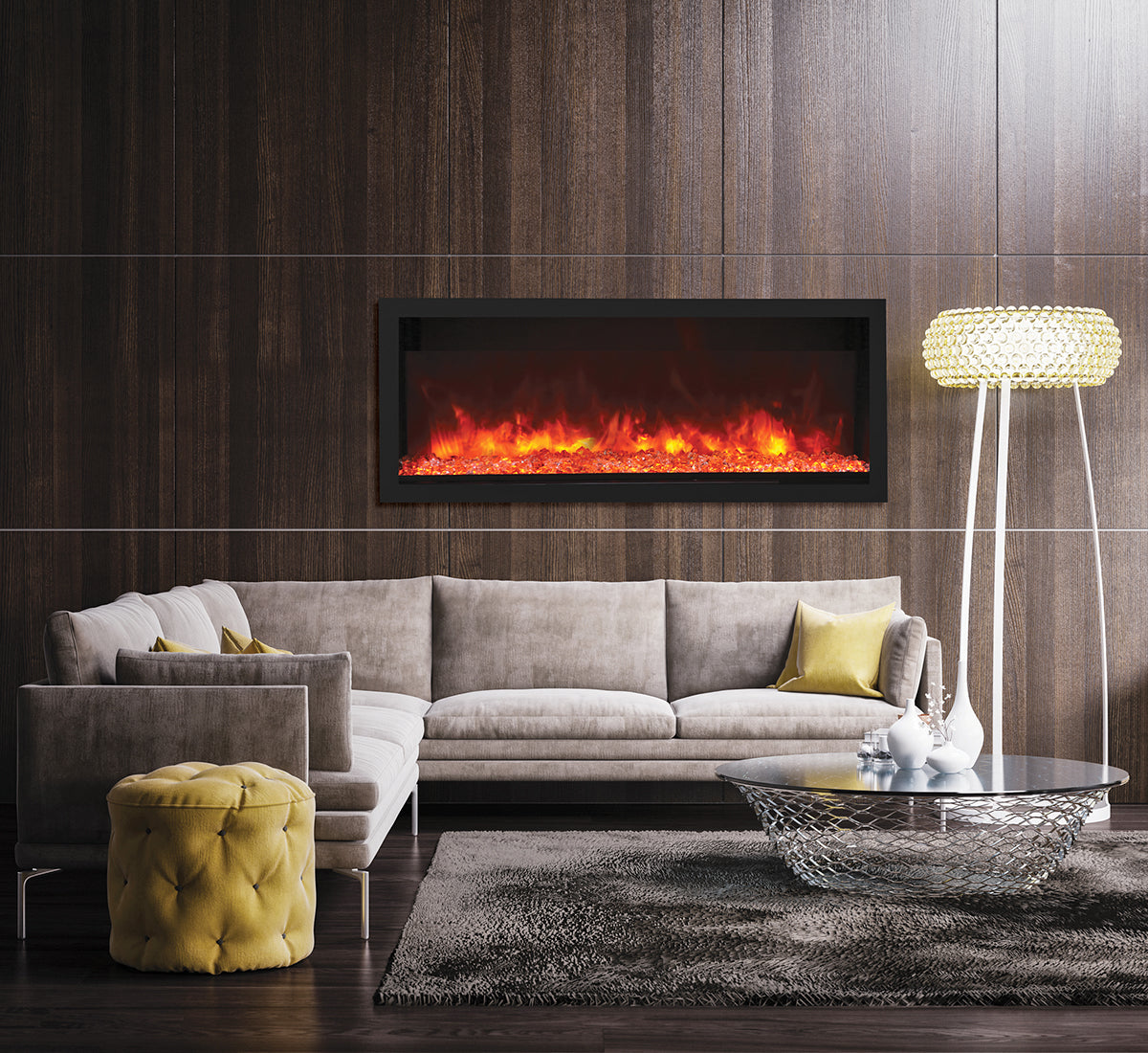 Remii 55" Tall Indoor or Outdoor Electric Built-In Fireplace