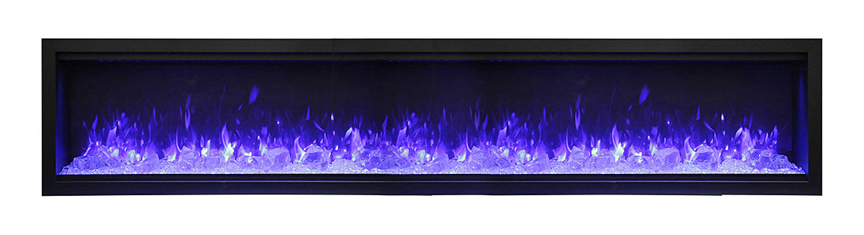 Amantii 100" Symmetry Series Tall Electric Built-In Fireplace, with log and glass