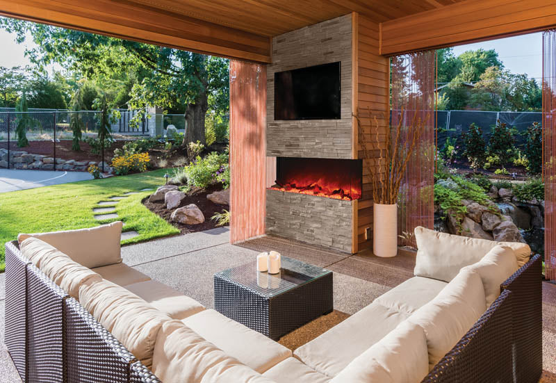 Amantii 60" 3-Sided Deep Indoor or Outdoor Electric Fireplace, with custom choice Media Kit