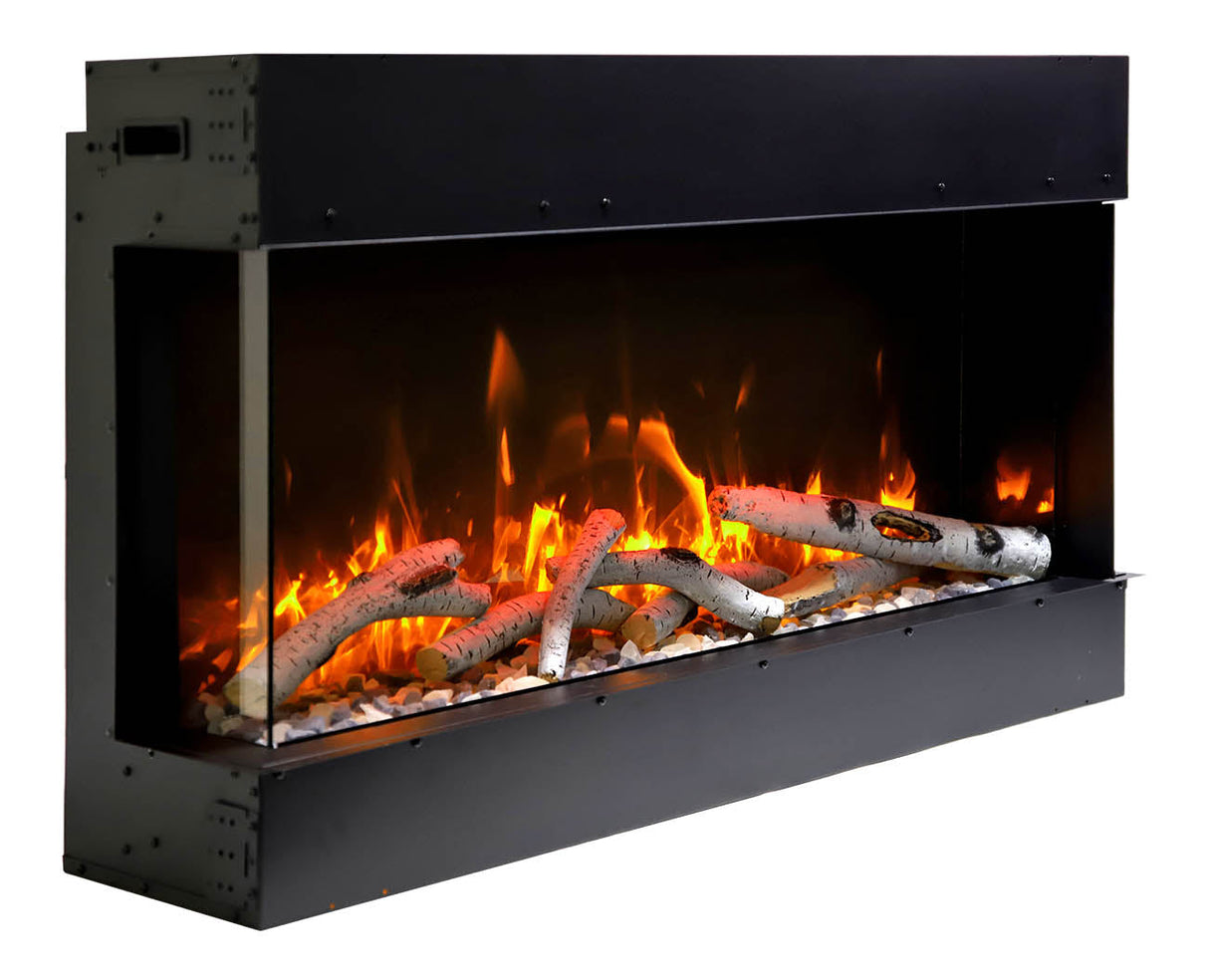 Amantii 72" 3-Sided Slim Electric Fireplace with 10 piece log set