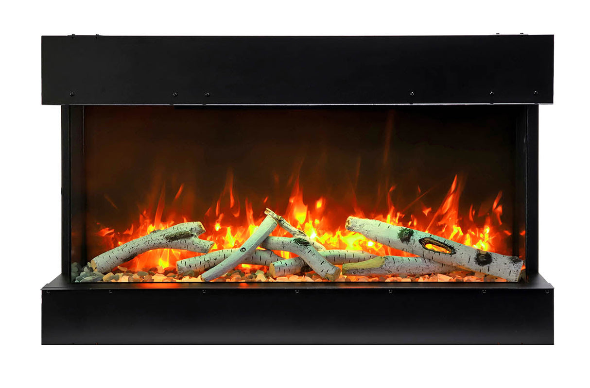 Amantii 40" 3-Sided Slim Electric Fireplace with 10 piece log set