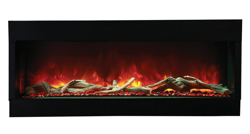Amantii 60" 3-Sided Deep Indoor or Outdoor Electric Fireplace, with custom choice Media Kit
