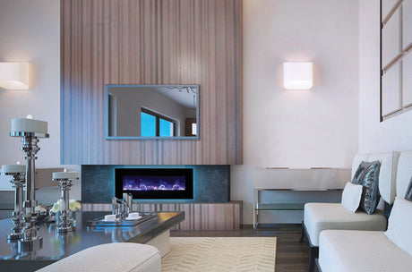 Amantii 48" Wall-Mount Electric Fireplace with Log Set and Glass Surround