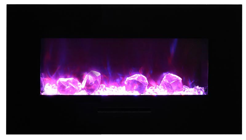 Amantii 34" Wall-Mount Electric Fireplace with Log Set and Glass Surround