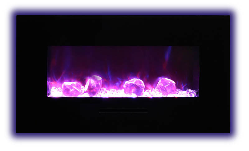 Amantii 34" Wall-Mount Electric Fireplace with Log Set and Glass Surround