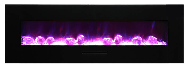 Amantii 60" Wall-Mount Electric Fireplace with Log Set and Glass Surround