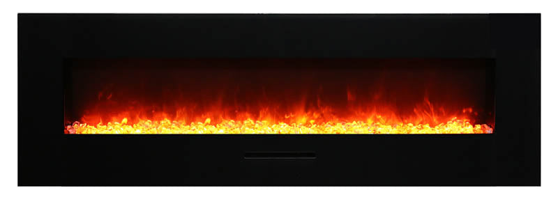 Amantii 60" Wall-Mount Electric Fireplace with Log Set and Glass Surround