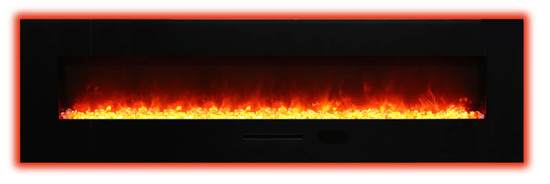 Amantii 72" Wall-Mount Electric Fireplace with Log Set and Glass Surround