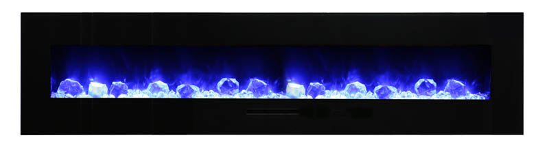 Amantii 88" Wall-Mount Electric Fireplace with Log Set and Glass Surround
