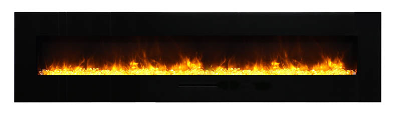 Amantii 88" Wall-Mount Electric Fireplace with Log Set and Glass Surround