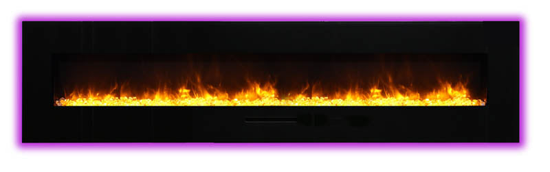 Amantii 88" Wall-Mount Electric Fireplace with Log Set and Glass Surround