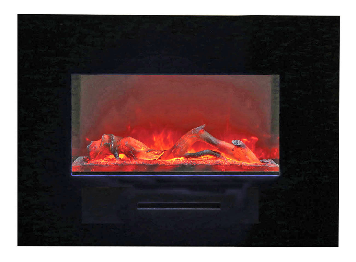 Amantii 26" Wall-Mount Electric Fireplace with Log Set and Glass Surround