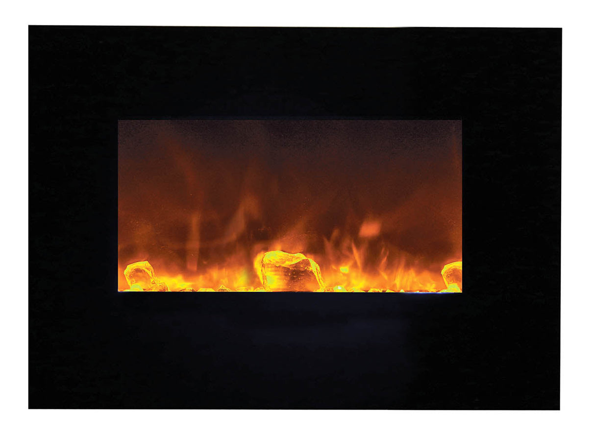 Amantii 26" Wall-Mount Electric Fireplace with Log Set and Glass Surround
