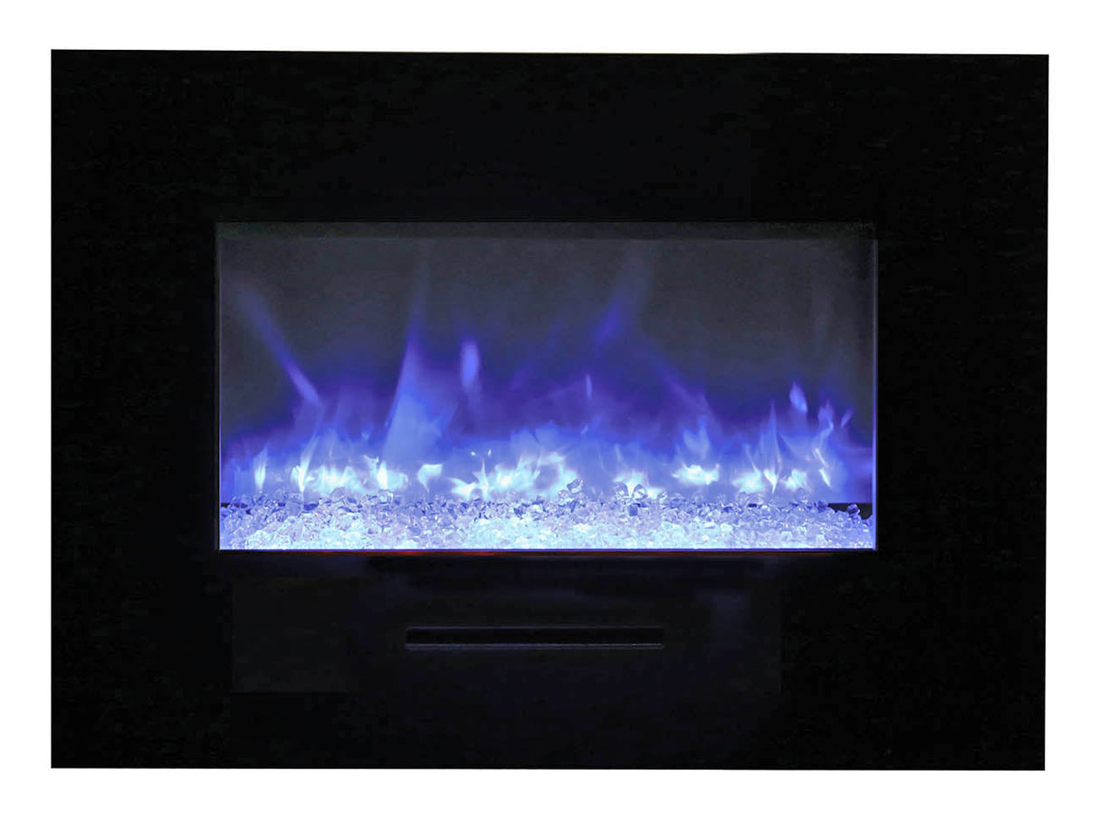 Amantii 26" Wall-Mount Electric Fireplace with Log Set and Glass Surround