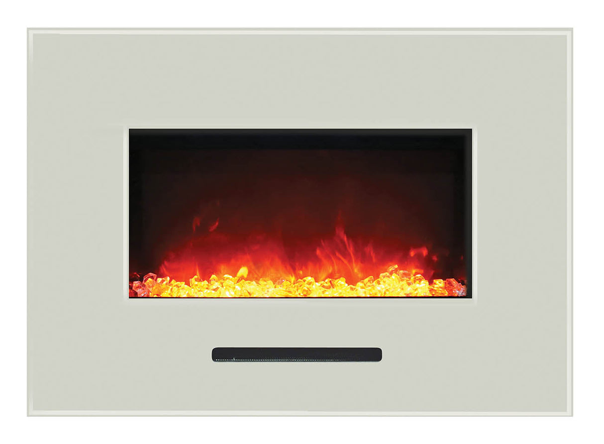 Amantii 26" Wall-Mount Electric Fireplace with Log Set and Glass Surround