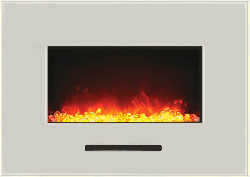 36" x 23" White Fireplace Glass Surround For WM-FM-26-3623-BG