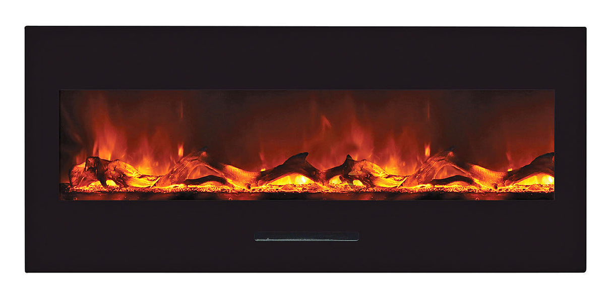 Amantii 50" Wall-Mount Electric Fireplace with Log Set and Glass Surround