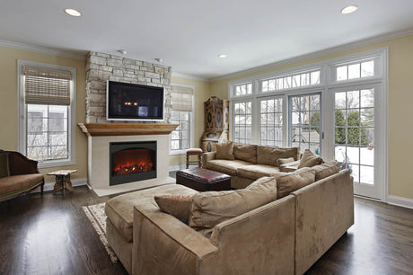 Amantii 31" Zero Clearance Electric Fireplace with Arch or Square Steel Surround