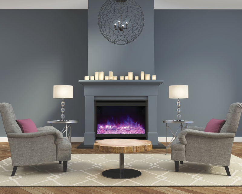 Amantii 31" Zero Clearance Electric Fireplace with Arch or Square Steel Surround
