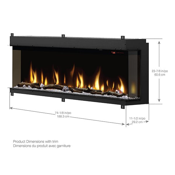 Dimplex 74" IgniteXL Bold Series Built-In Electric Fireplace