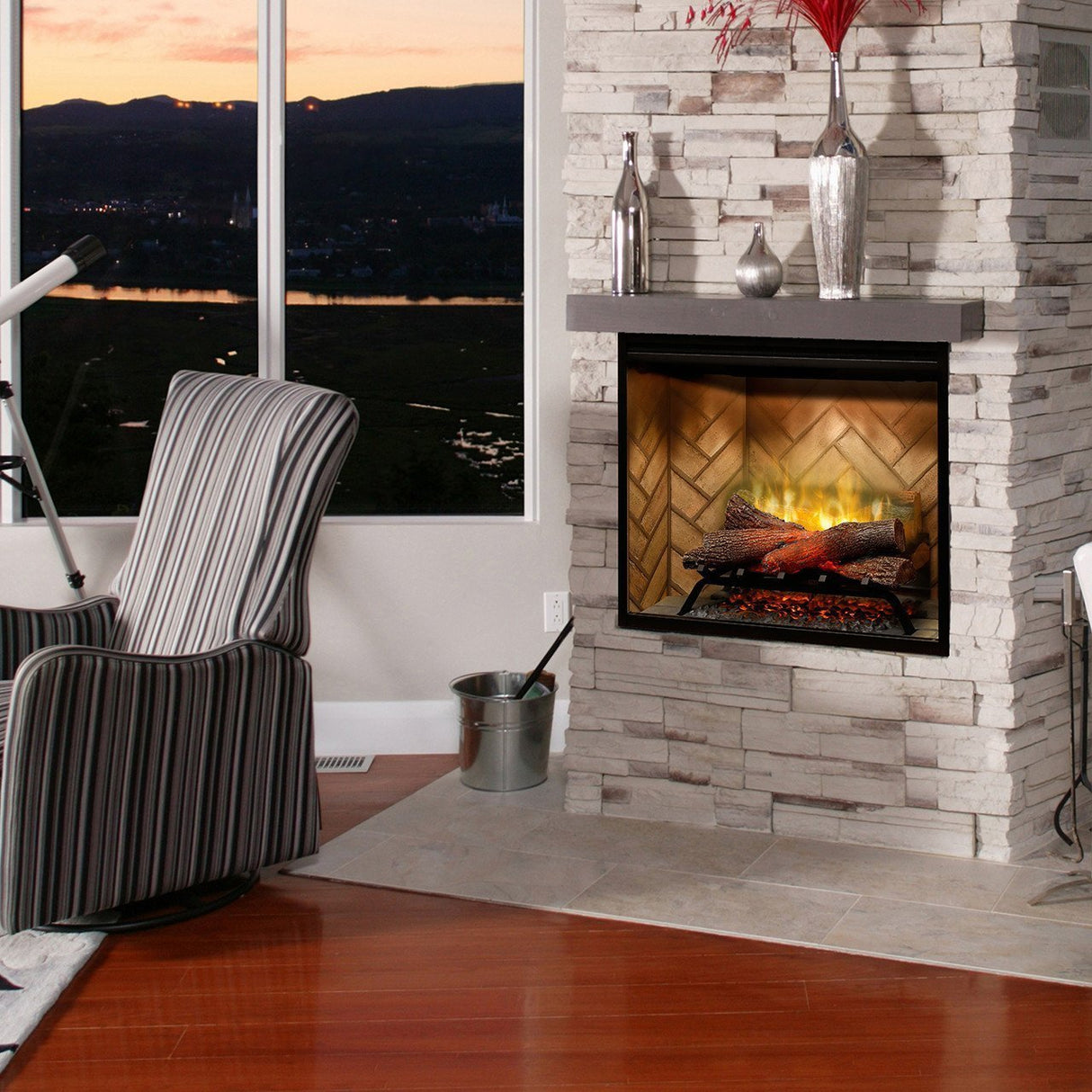 Dimplex 30" Revillusion® Built-In Electric Firebox with glass pane and plug kit, 2 Options