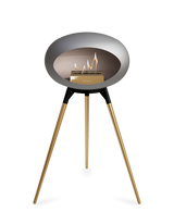 Le Feu Ground Wood High Dome Fireplace in Nickel Color